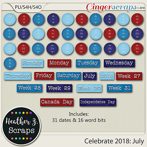 Celebrate 2018: July WORD BITS & DATES by Heather Z Scraps