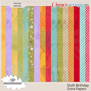 Sloth Birthday Extra Papers -By Adrienne Skelton Designs 