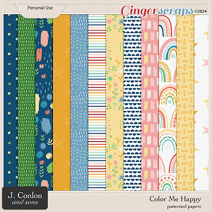 Color Me Happy Patterned Papers by J. Conlon and Sons