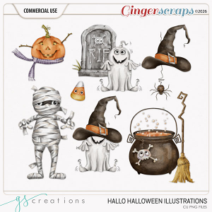 Hallo Halloween Illustrations (CU) by GS Creations