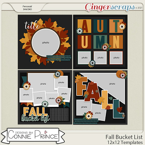 Fall Bucket List  - 12x12 Templates (CU Ok) by Connie Prince