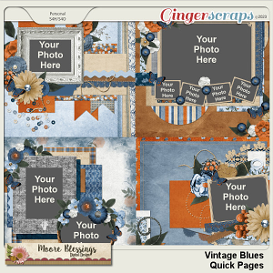 Vintage Blues Quick Pages by Moore Blessings Digital Design 
