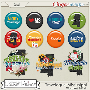 Travelogue Mississippi - Word Art & Flair Pack by Connie Prince