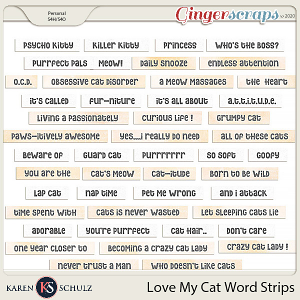 Love my Cat Word Strips by Karen Schulz
