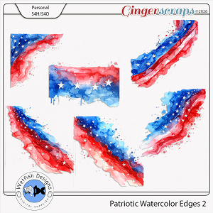 Patriotic Watercolor Edges 2 by Wetfish Designs 