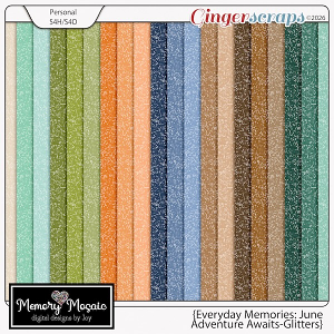 Everyday Memories: June - Adventure Awaits Glitter Papers by Memory Mosaic