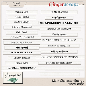 Main Character Energy Word Strips by ScrapChat Designs