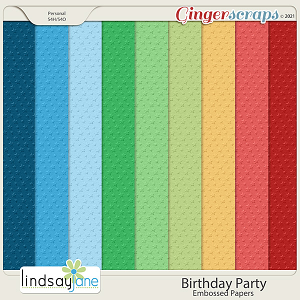 Birthday Party Embossed Papers by Lindsay Jane