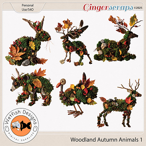 Woodland Autumn Animals 1 by Wetfish Designs 