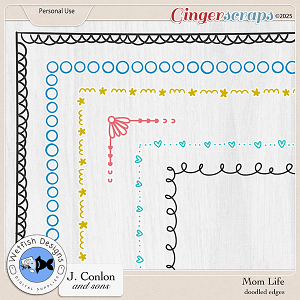 Mom Life Doodled Edges by Wetfish Designs and J. Conlon and Sons