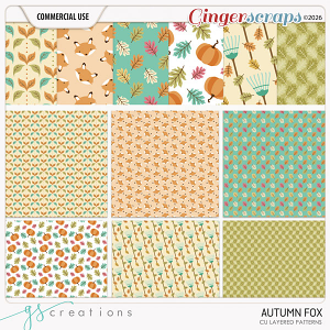 Autumn Fox Layered Patterns (CU) by GS Creations