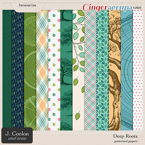 Deep Roots Patterned Papers by J. Conlon and Sons