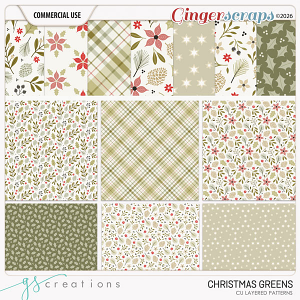 Christmas Greens Layered Patterns (CU) by GS Creations