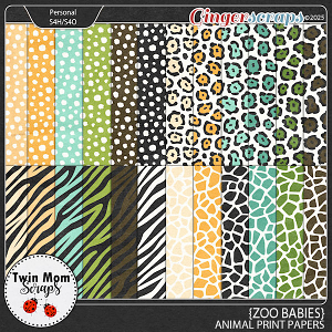 Zoo Babies - ANIMAL PRINT PAPERS by Twin Mom Scraps