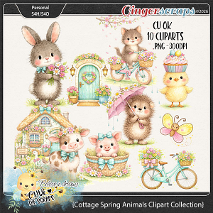 CU Cottage Spring Animals Clipart Collection