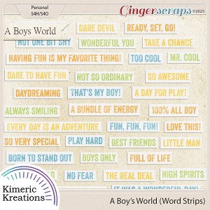 A Boys World Word Strips by Kimeric Kreations