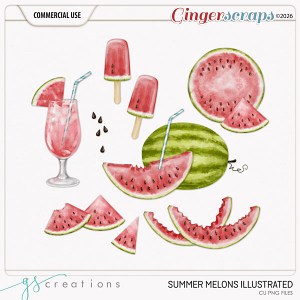 Summer Melons Illustrations (CU) by GS Creations