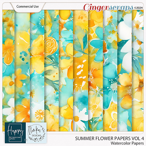 CU Summer Flowers Watercolor Papers Vol 4 by Happy Scrapbooking Studio