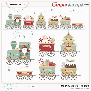 Merry Choo Choo Layered Templates (CU) by GS Creations