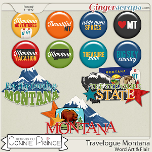 Travelogue Montana - Word Art & Flair Pack by Connie Prince