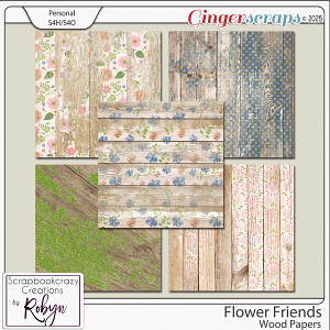 Flower Friends Wood Papers by Scrapbookcrazy Creations