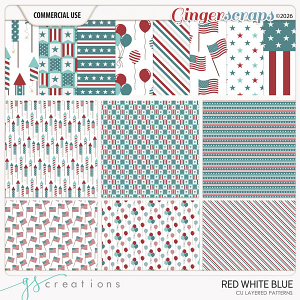 Red White Blue Layered Patterns (CU) by GS Creations