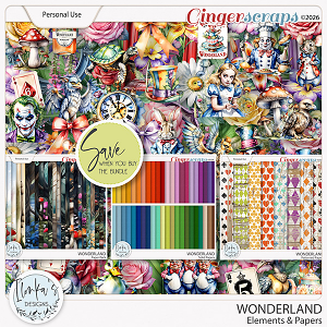 Wonderland Elements & Papers by Ilonka's Designs 