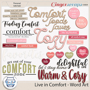 Live In Comfort - Word Art by Miss Fish