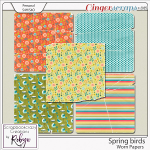 Spring Birds Worn Papers by Scrapbookcrazy Creations