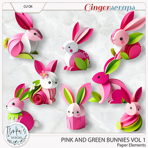 CU Pink And Green Paper Bunnies Vol 1 by Ilonka's Designs