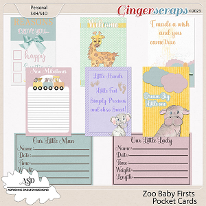 Zoo Baby Firsts Pocket Cards Pack-By Adrienne Skelton Designs