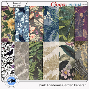 Dark Academia Garden Papers 1 by Wetfish Designs