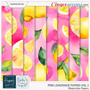 CU Pink Lemonade Watercolor Papers Vol 3 by Happy Scrapbooking Studio