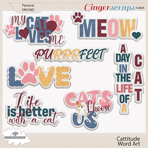 Cattitude Word Art by Adrienne Skelton Designs 