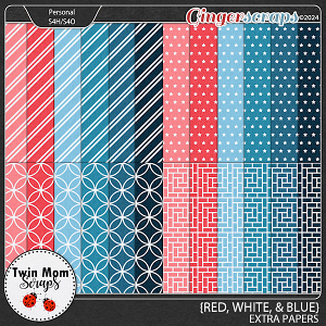 Red White & Blue - EXTRA PAPERS by Twin Mom Scraps