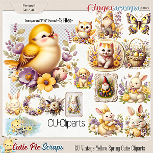 CU Vintage Yellow Spring Cutie Cliparts