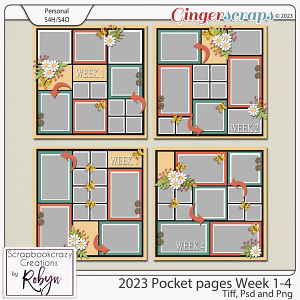 2023 Pocket Page Templates Week 1-4 by Scrapbookcrazy Creations