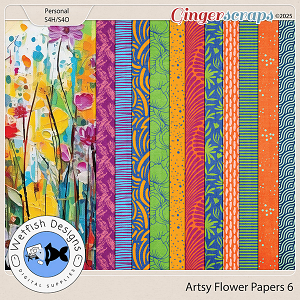 Artsy Flower Papers 6 by Wetfish Designs  
