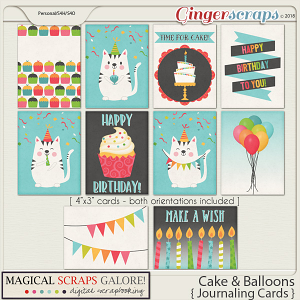 Cake & Balloons (journaling cards)