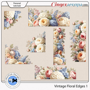Vintage Floral Edges 1 by Wetfish Designs