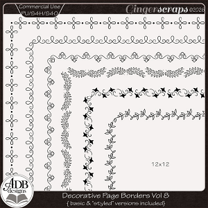Decorative Page Borders Vol 08 by ADB Designs CU/PU