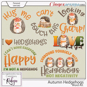 Autumn Hedgehogs Word Art by Scrapbookcrazy Creations by Robyn