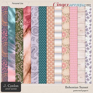 Bohemian Sunset Patterned Papers by J. Conlon and Sons