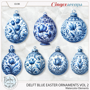 CU Watercolor Delft Blue Easter Ornaments Vol 2 by Ilonka's Designs