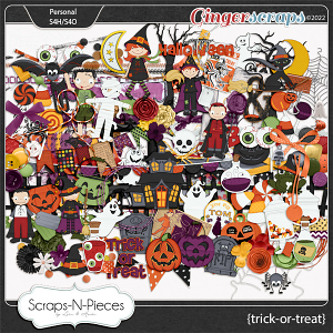 Trick or Treat Embellishments and Wordbits by Scraps N Pieces