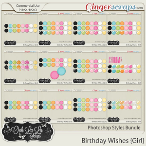 Birthday Wishes Girl CU Photoshop Styles Bundle