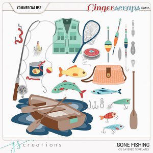 Gone Fishing Layered Templates (CU) by GS Creations