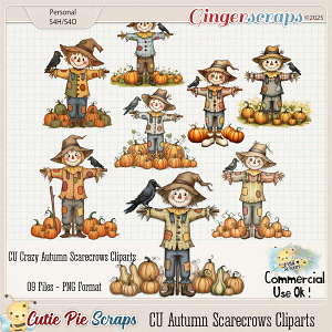 CU Autumn Scarecrows Cliparts