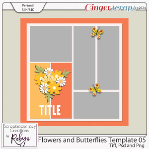 Flowers and Butterflies Template 05 by Scrapbookcrazy Creations