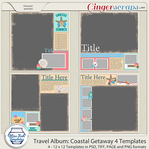 Travel Album Coastal Getaway 4 Templates by Miss Fish